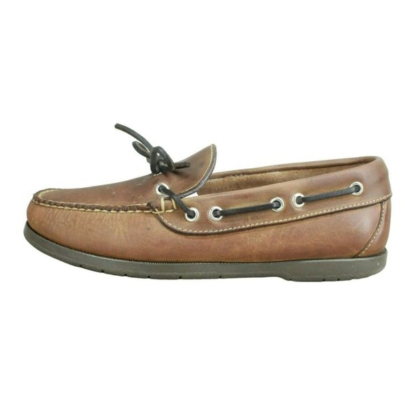 L.L. Bean | Shoes | Ll Bean Brown Leather Slip On Handsewn Moccasin ...